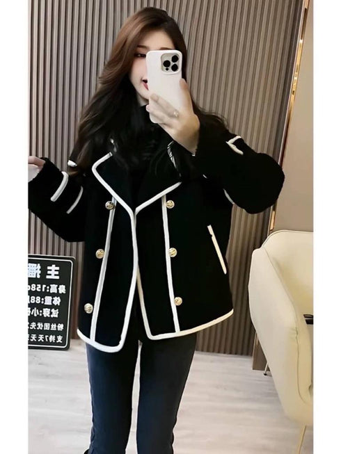 Winter Fashion Color Contrast Blazer